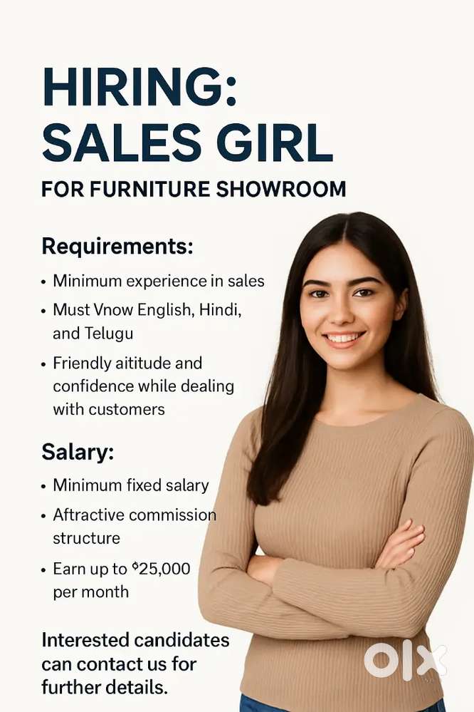 Sales girl for furniture showroom