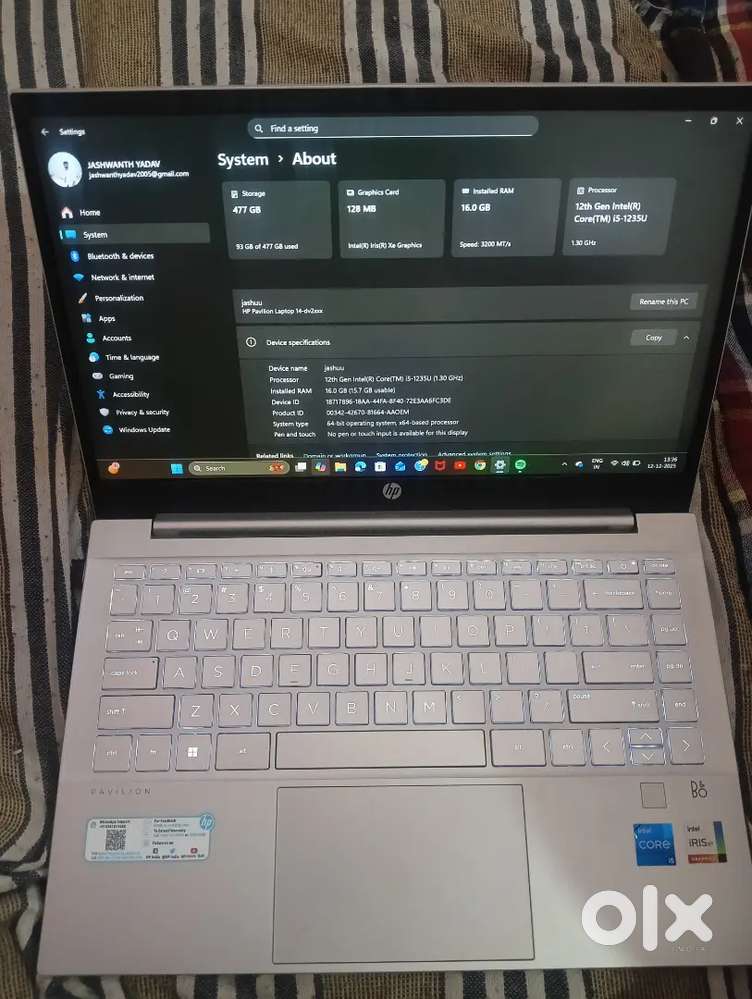 Hp pavillion 14 i5 12 gen 512,16gb