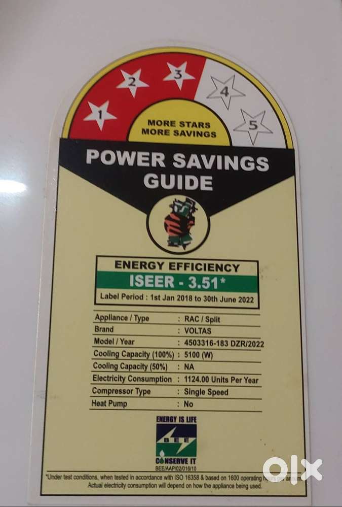 Voltas 1. 5 Ton 3 star Split AC