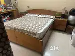 Double Bed With Box/Drawer With matteress and side tables