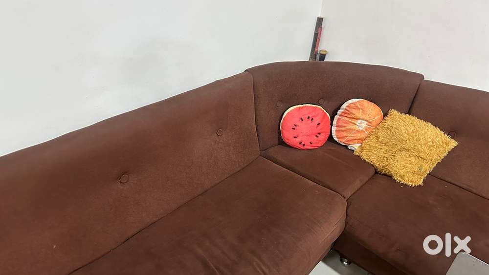 Premium 9-Seater Corner Sofa with 4 Puffies - Like new