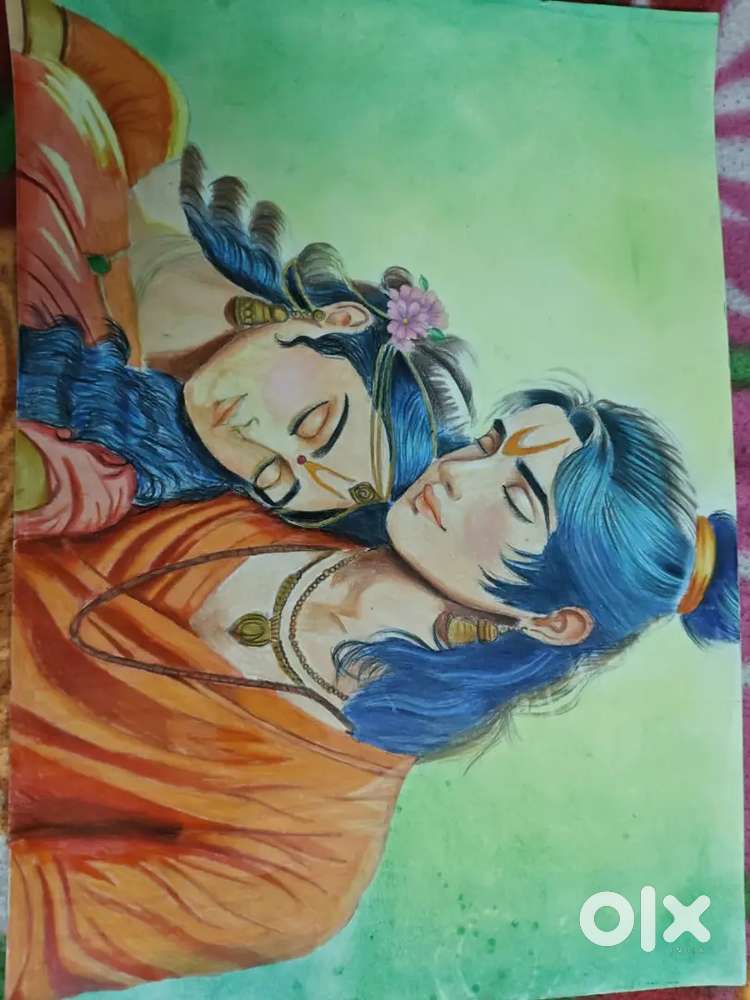 Handmade Ram ji and Sita ji drawing