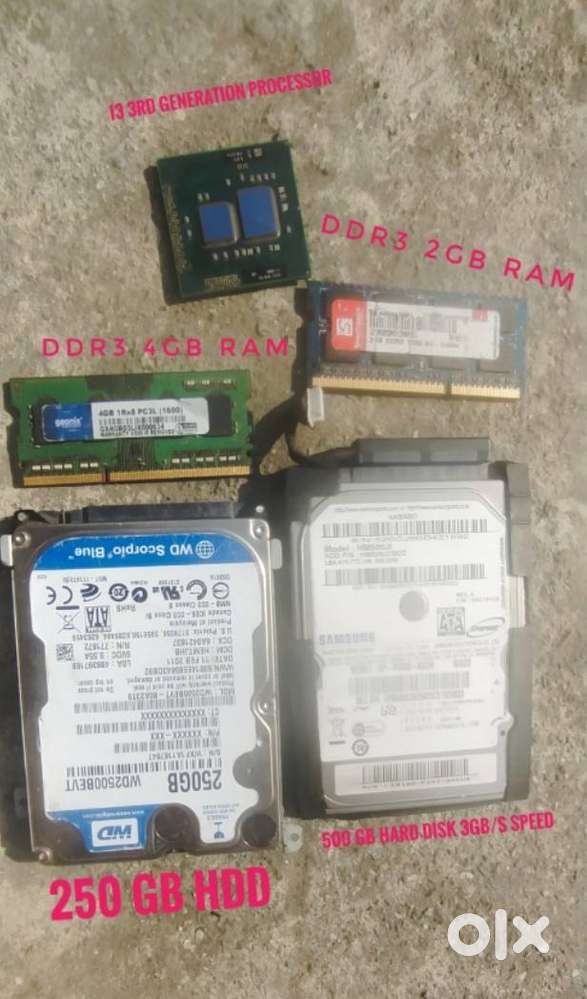 I3 3rd generation processor & DDR3 4GB & 2GB RAM 500 GB and 250 GB HDD