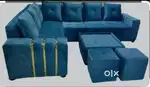 L shape 7 seater blue sofa set 3+2+1+1 available in starf Furniture