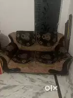 Sofa 5 seater (sleepwell seats) with glass table