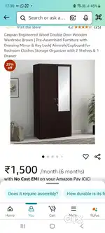 Wooden wardrobe with keys in excellent condition