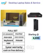 Ram - 8GB DDR3  Hard Disk - 500GB  All Basic Software Loaded  MS Offic