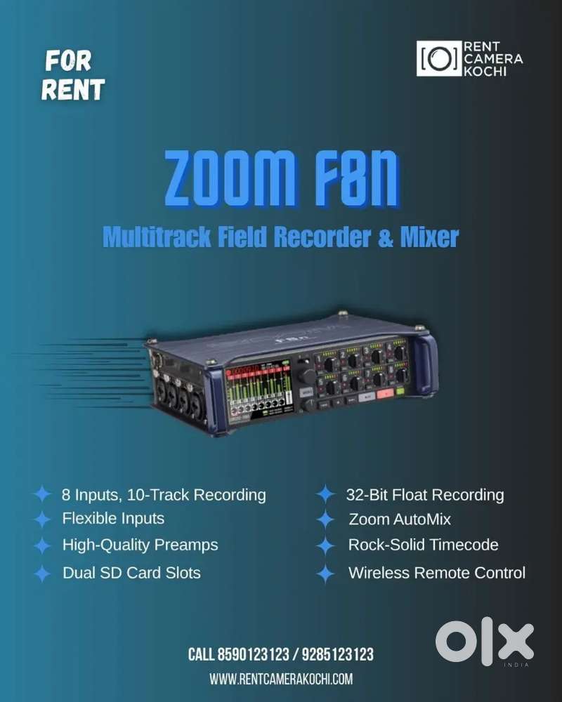 Zoom F8n Available for Rent.multitrack field recorder for rent