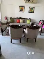 Teak wood 10 seater sofa set ideal for a large drawing cum dining room