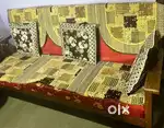 Second Hand Wooden Sofa Set (5 Seater – 3+1+1) for Sale
