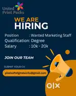 Wanted Marketing Staff