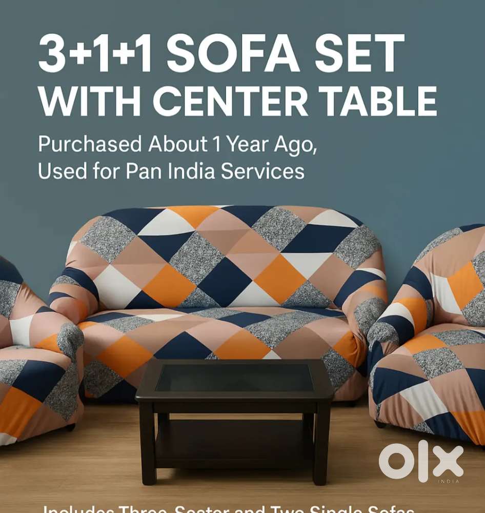 Premium 3+1+1 Sofa Set with Center Table – Excellent Condition!