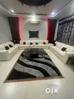 White black sofa set with table