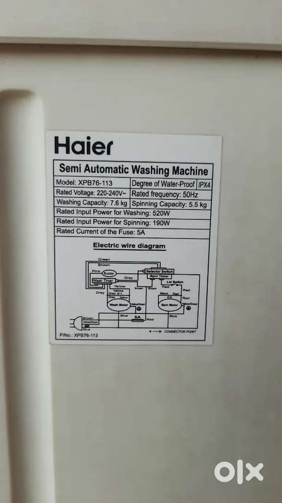 Haier Semi Automatic Washing Machine 7.6kg