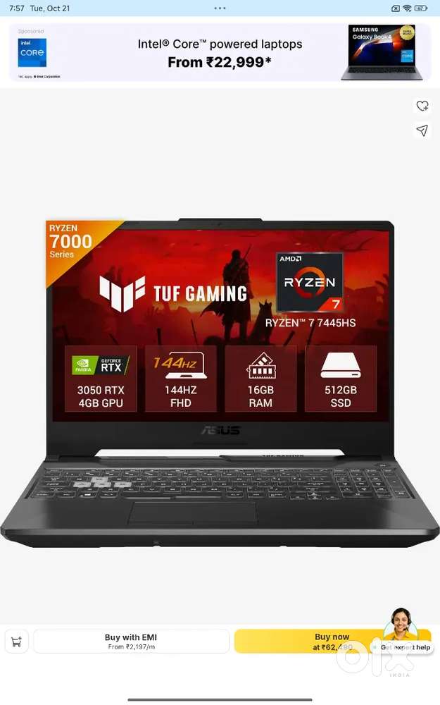 Asus tuf laptop gaming laptop offline purchase fixed price urgent sell