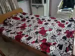 Bed with mattress, cupboard with dressing table, showpiece cupboard