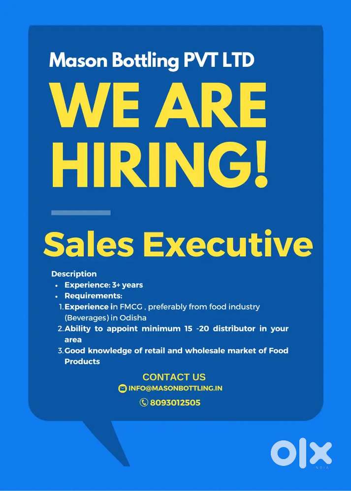 SALES EXECUTIVE FOR FMCG COMPANY