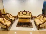 Luxury Royal Wooden Sofa Set – 7 Seater with Center Table