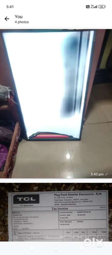TCL 50 inch smart android google tv display damage tv sir