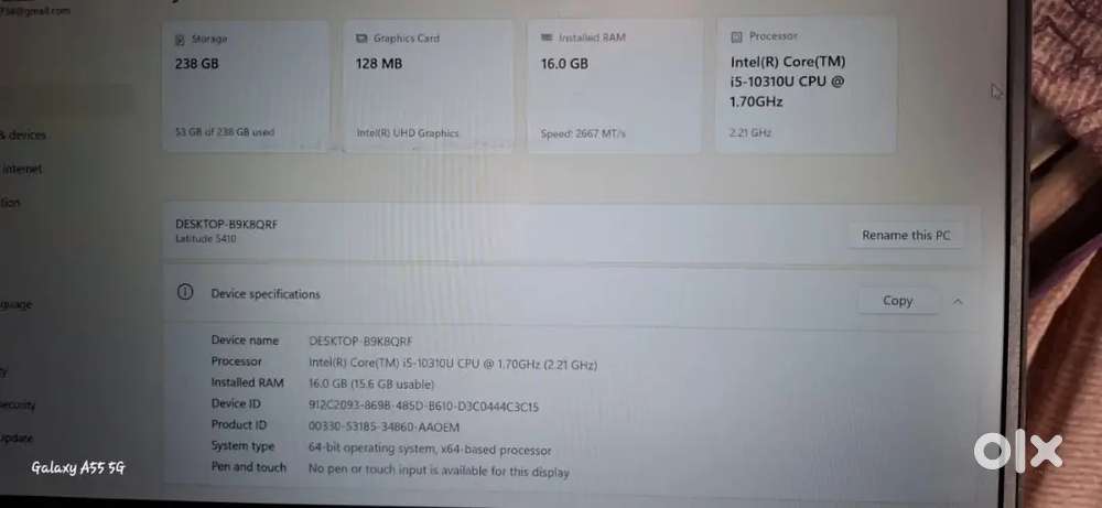 DELL LAPTOP I5 GENRATION 16GB RAM