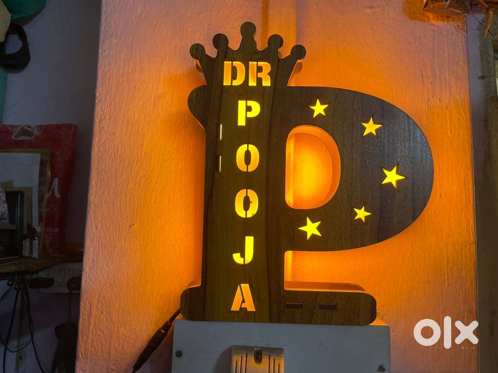 Wooden lighting, nameplate lamp