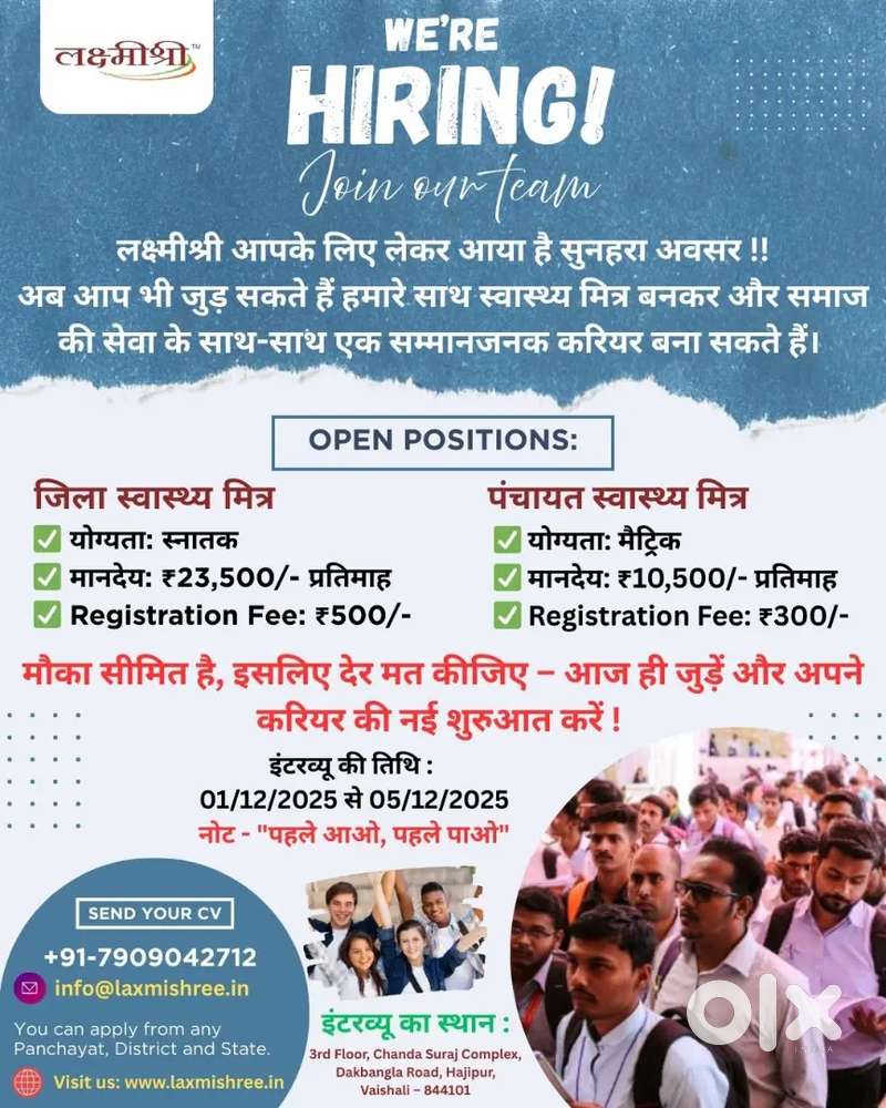 Urgent Requirement – Swasthya Mitra (Male/Female)