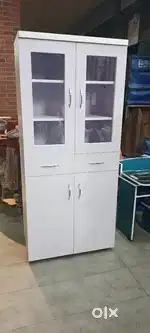 New - White Crockery Almirah / Display Unit