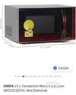 Onida 23L Convection Microwave Oven Model No MO23CSS11S Red Diamond