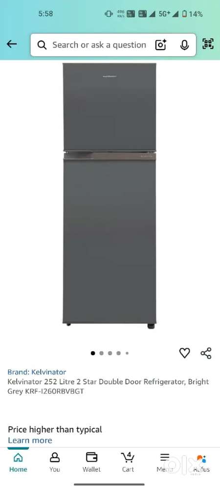 New box piece kelvinator 252 liter double door refrigerator