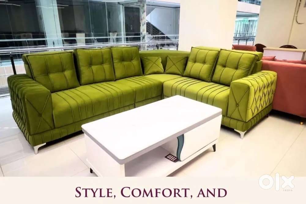 L shape sofa set with designing handle and loss pillows
