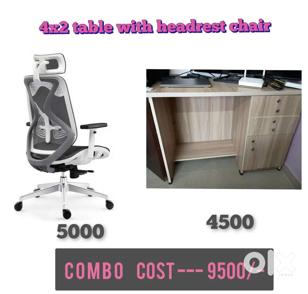 4x2 table with comfortable headrest chair