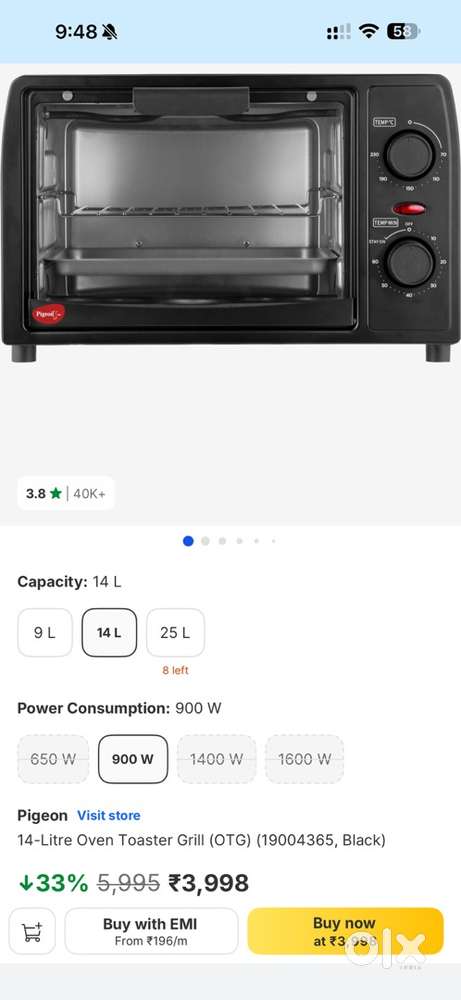 Pigeon otg 14 L 900 watt