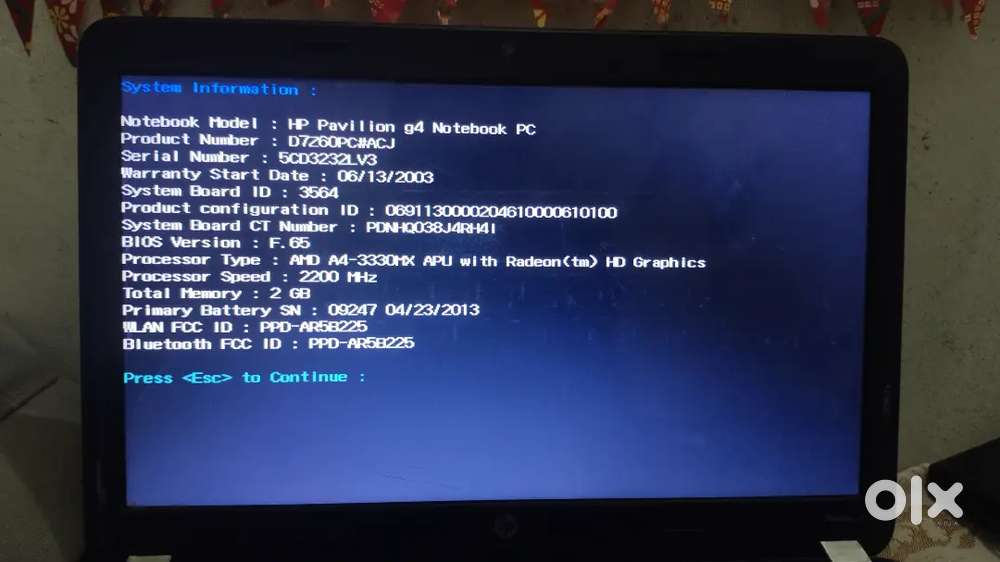 HP laptop working condition