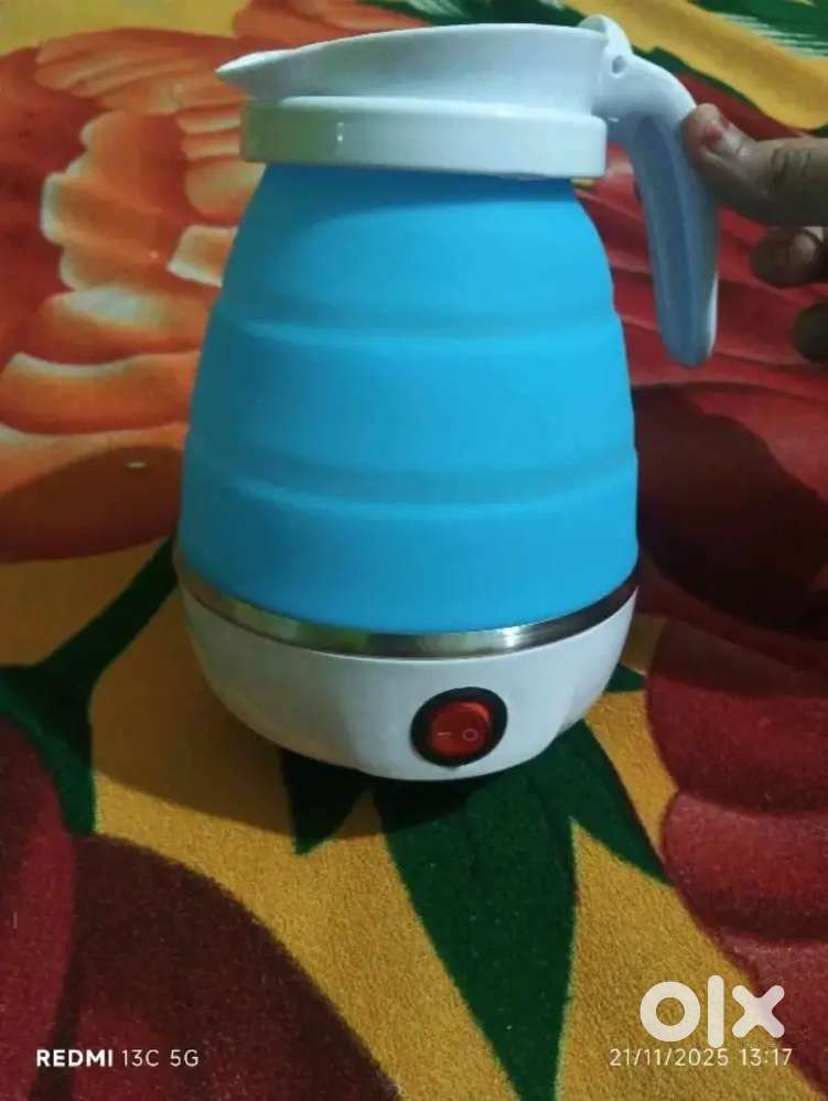 Portable Foldable Electric Kettle - Blue (Travel Friendly & Compact)