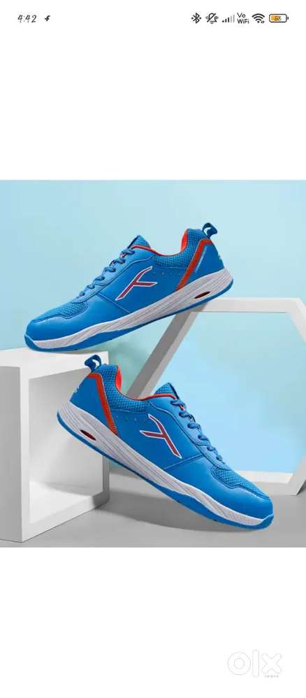 Court Shield Non-Marking Badminton Shoes For Men (Blue, Orange;size 11