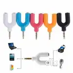 3.5mm Jack Headphone Mic Audio U Shape Splitter 1 Male to 2 Female