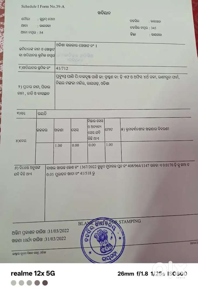 Rayagada,jk pur, Angur general plot