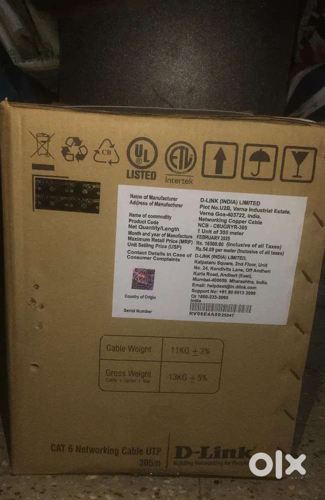 D link 305 cat 6 cable bulk 18 box available