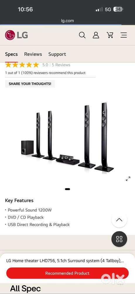 LG Home theater LHD756