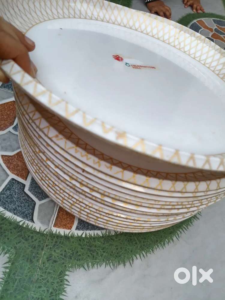 White nd golden fiber plates set 15