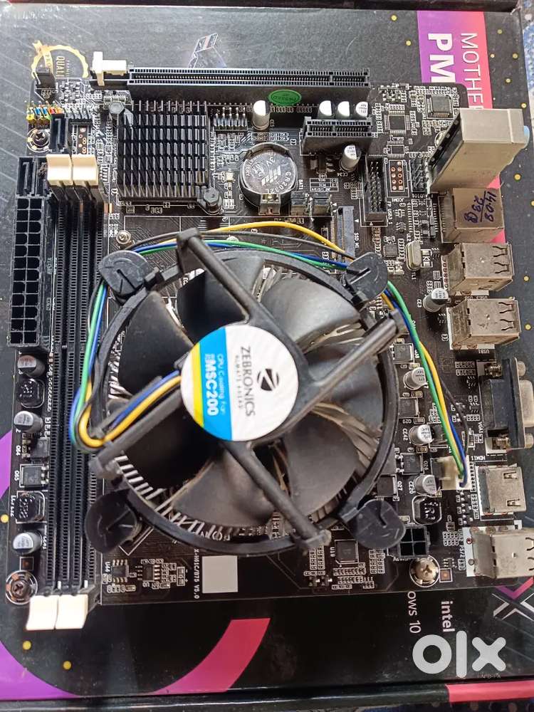 Powerx h61 motherboard with cpu cooling fan and i3 processor