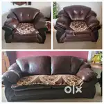Leather Sofa, Chairs, Shelf and Steel Alamarah
