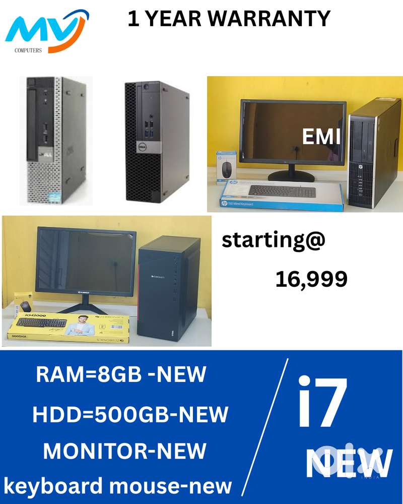 Cash on home delivery  1 Year Warranty  Branded FULL SET  CPU - i7 Pr