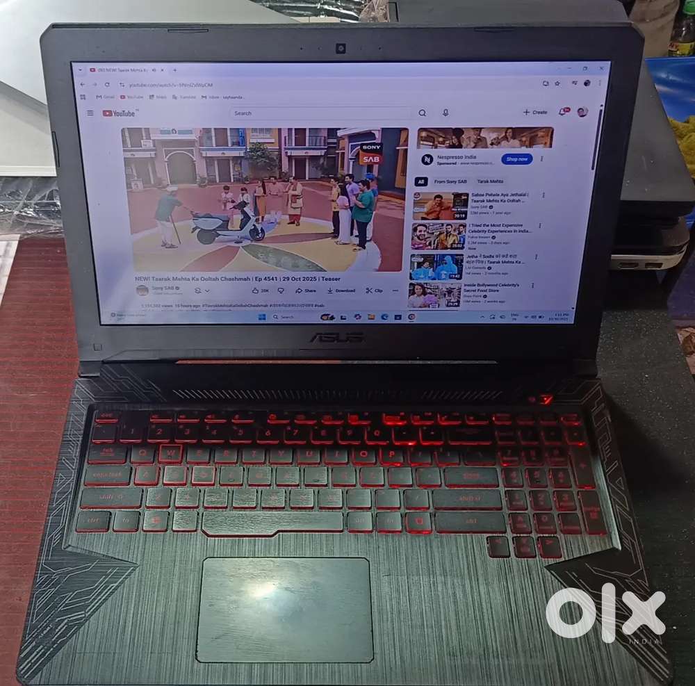 Asus gaming laptop i5 8th gen 6gb graphics 16gb ram 256 ssd @22999/-