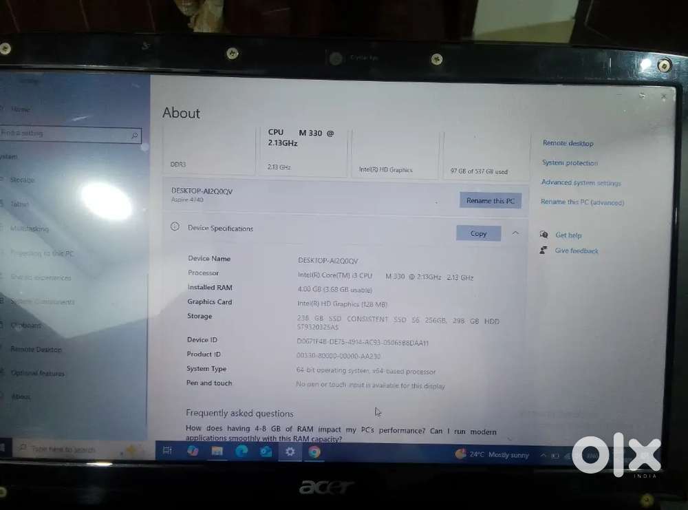 Acer Aspire 4740 Laptop for sale