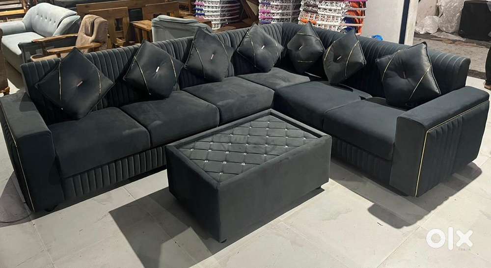 New brand best quality L shape sofa set with centre table get at facto