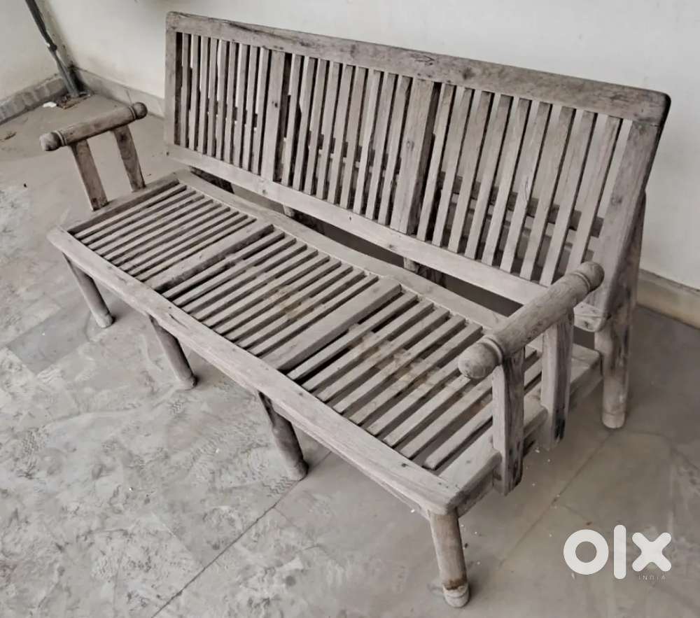 Wooden three seater sofa