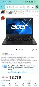 Acer Travelmate i3 11th gen Nvme+ 1tb Hdd