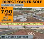 SARAVANAMPATTI,NEARBY KEERANATHAM IT PARK MEGATOWNSHIP DTCP PLOTS SALE