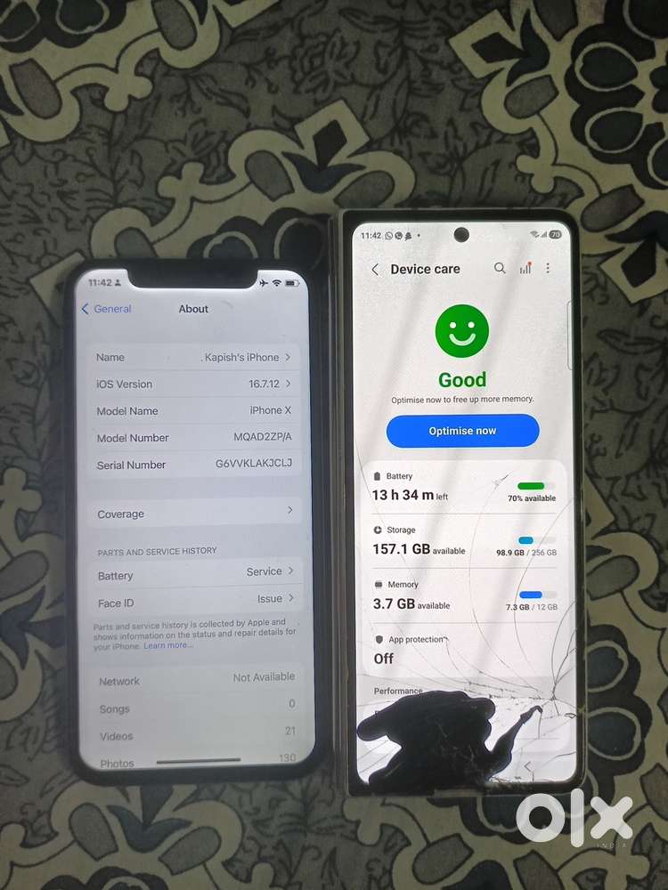 Samsung fold 4 and iphone x